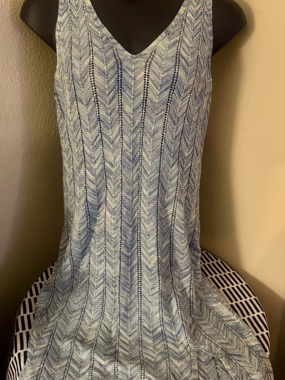 Light Blue Chevron Knit Maxi Dress